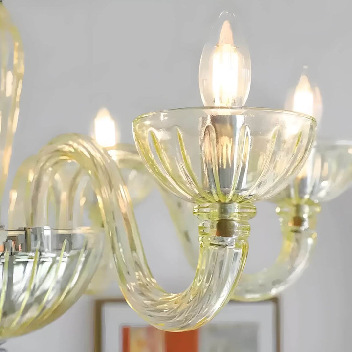 Celestia Candle Style Fluted Glass Chandelier β Vintage Charm
