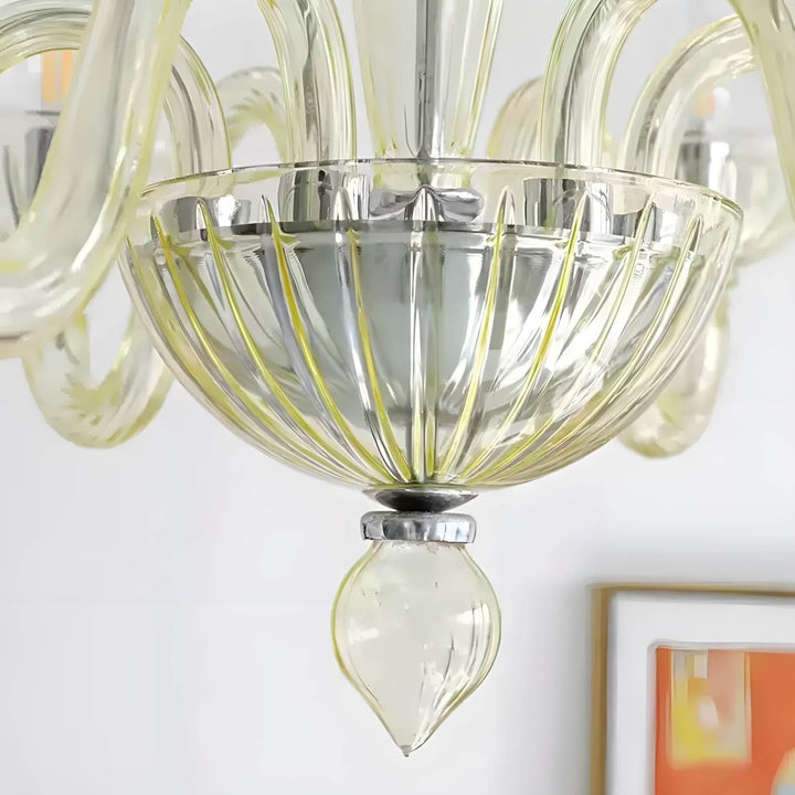 Celestia Candle Style Fluted Glass Chandelier β Vintage Charm