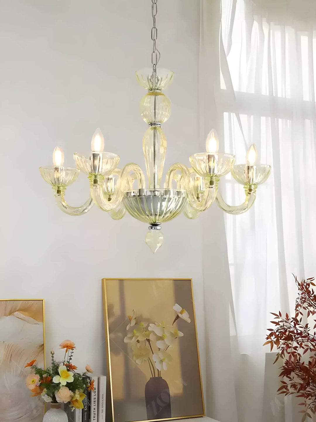 Celestia Candle Style Fluted Glass Chandelier β Vintage Charm