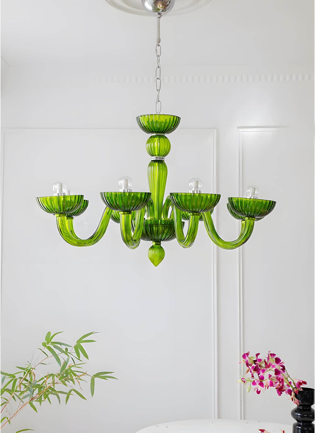 Celestia Candle Style Fluted Glass Chandelier β Vintage Charm