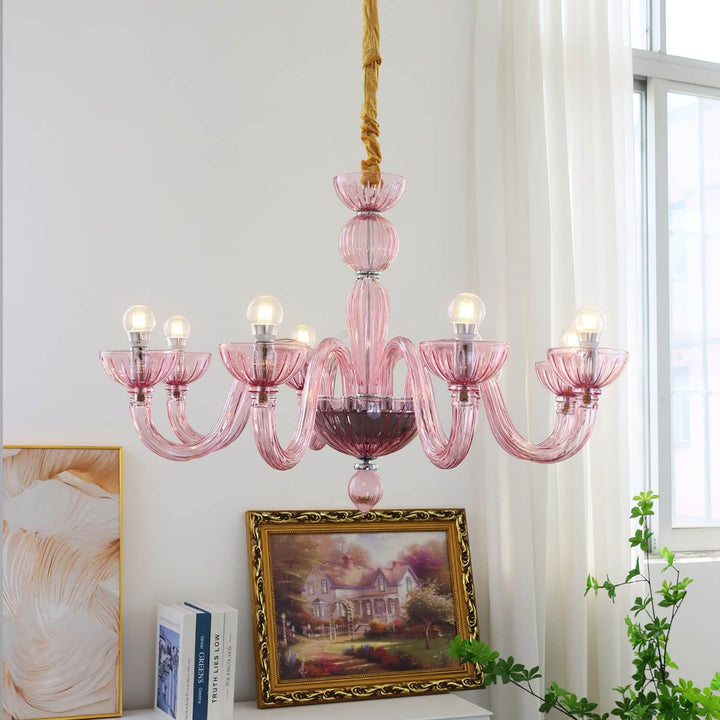 Celestia Candle Style Fluted Glass Chandelier β Vintage Charm