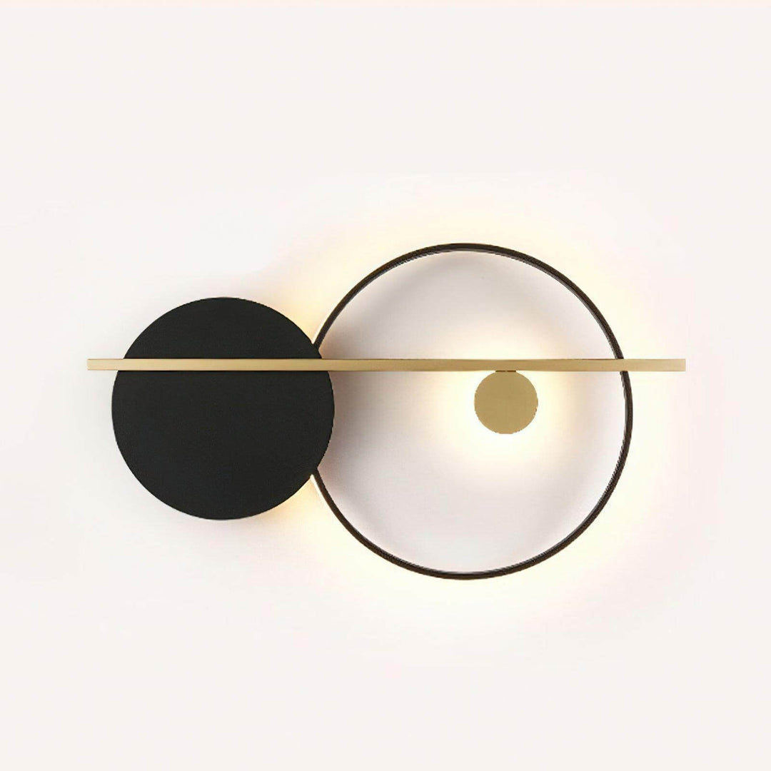 Modern black wall sconce with gold accents, perfect for stylish bedroom lamps on wall, Dia 80cm x H 46cm.
