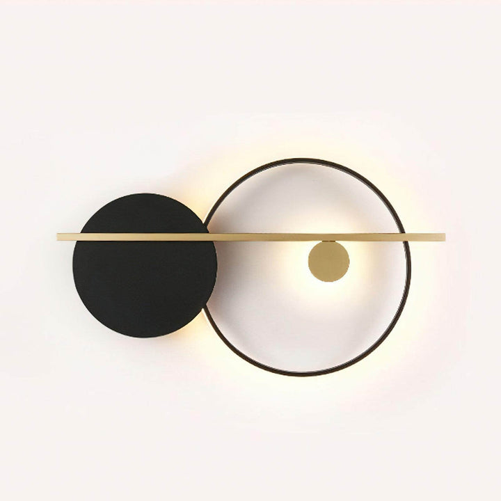 Modern black wall sconce with gold accents, perfect for stylish bedroom lamps on wall, Dia 80cm x H 46cm.