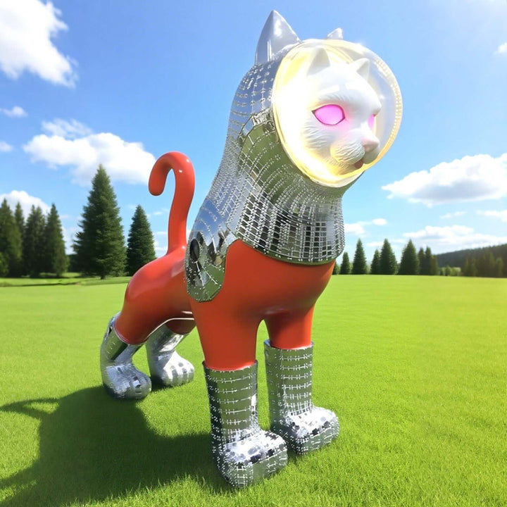 Draxum Sculpture Floor Lamp featuring a cat sculpture design, perfect as a stylish art deco floor light for living room.