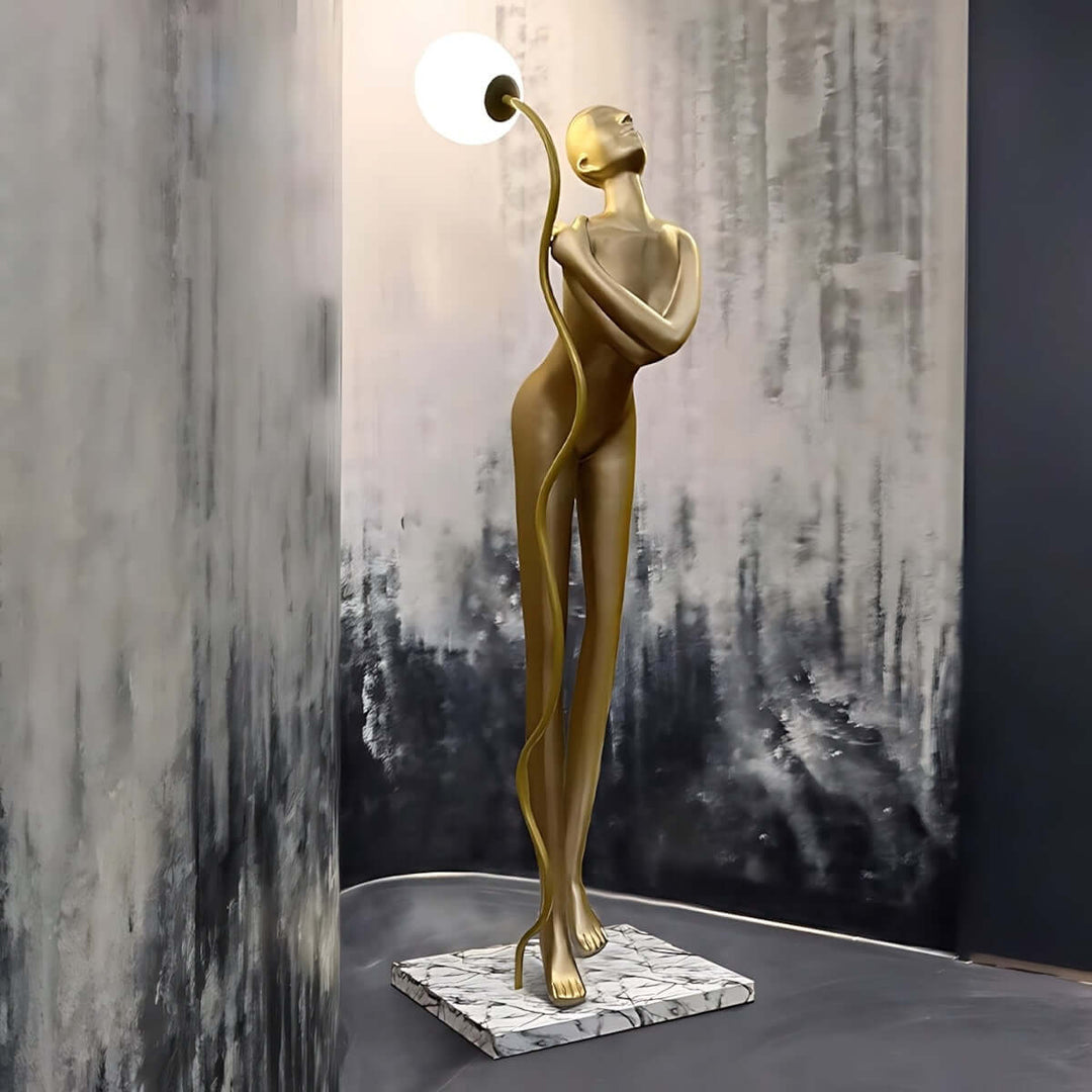 Sculptural Drayno Art Floor Lamp in art deco style, perfect as floor lights for living room decor.