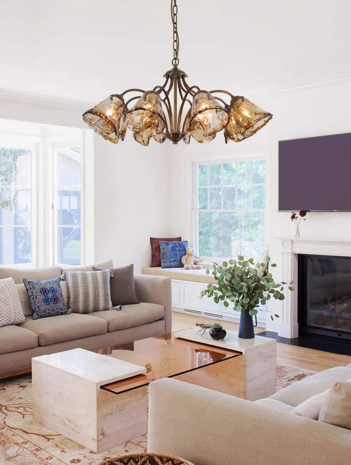 Elvarin Chandelier – Mid Century Modern Glass Lighting Fixture