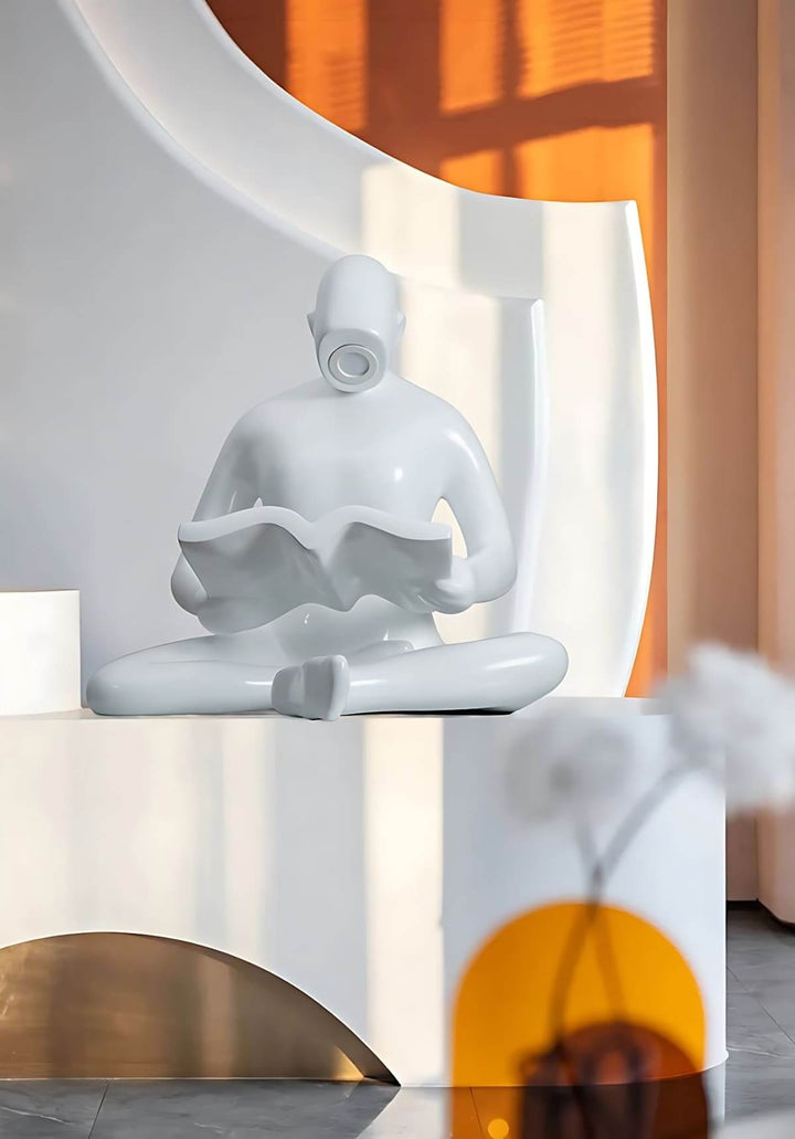 Elyvia Reading Sculpture Floor Lamp in a stylish interior, showcasing its art deco design and unique sculptural form.