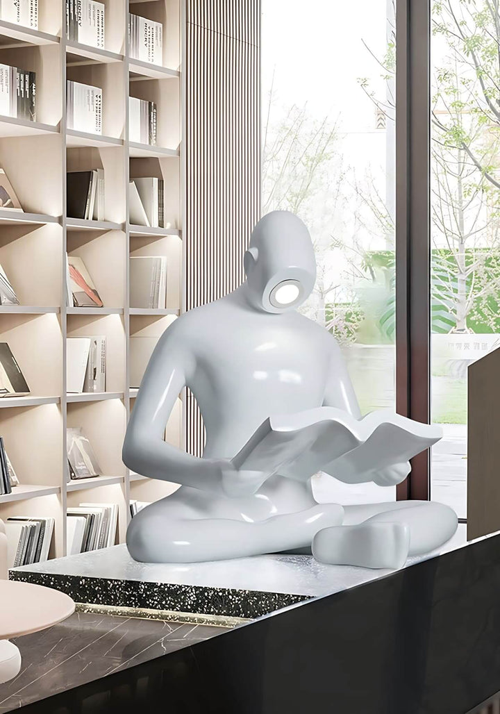 Elyvia Reading Sculpture Floor Lamp, an art deco sculptural floor lamp perfect for living room ambiance.
