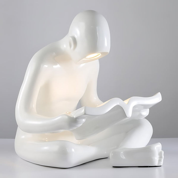 Elyvia reading sculpture floor lamp, a unique art deco design for stylish floor lights in living rooms.