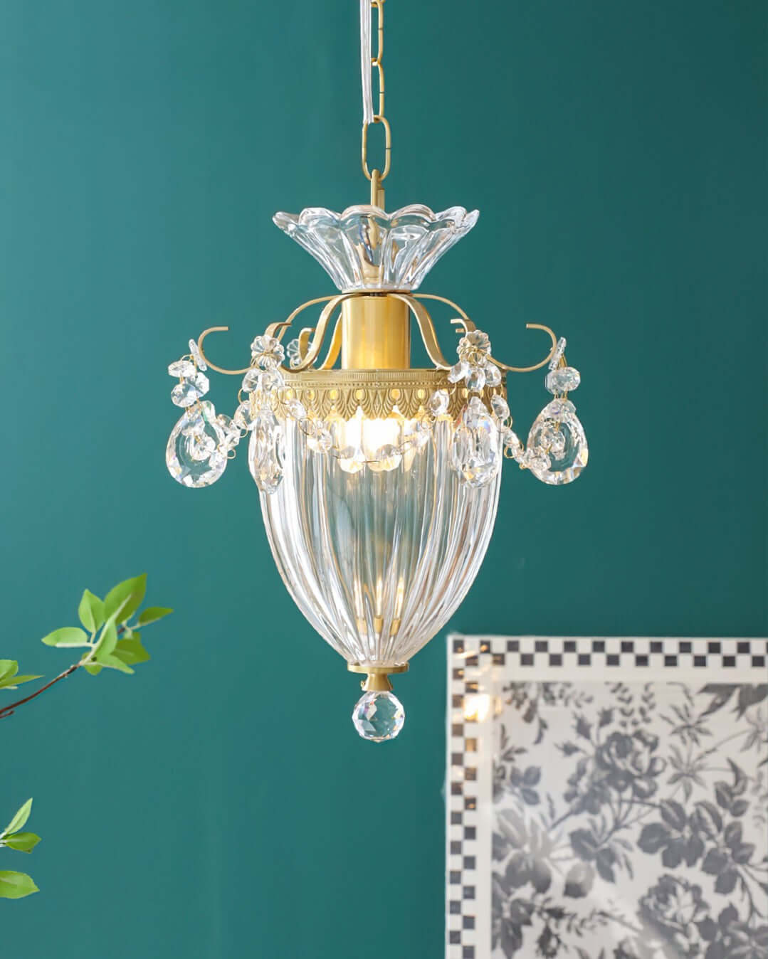 Elyxis Pendant Lamp – French Light Luxury Brass and Crystal Decor Lamp