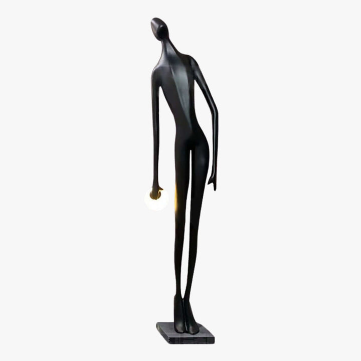 Eshvian sculptural floor lamp in black, an art deco design, ideal for floor lights in the living room.