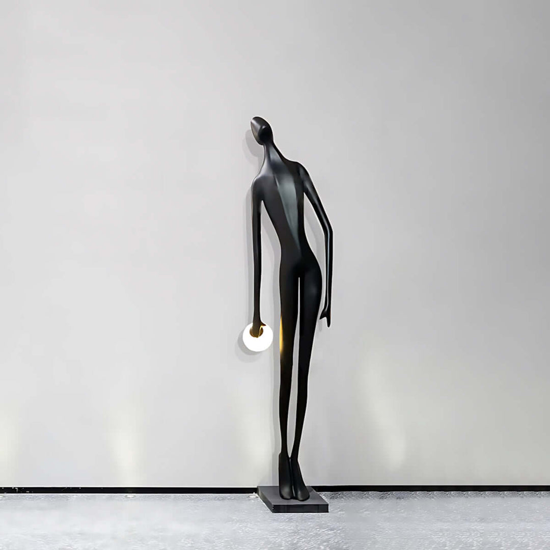 Eshvian sculptural floor lamp in black, showcasing art deco design, perfect floor lights for living room decor.