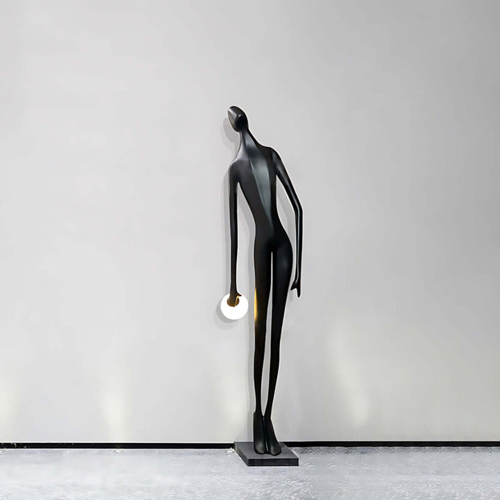 Eshvian sculptural floor lamp in black, showcasing art deco design, perfect floor lights for living room decor.