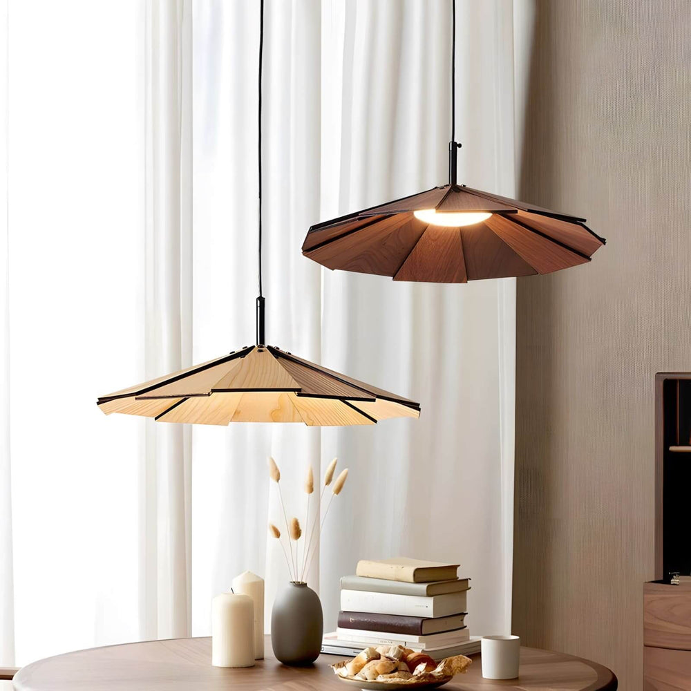 Fleura Pendant Light - Mid Century Wood Dining Room Fixture