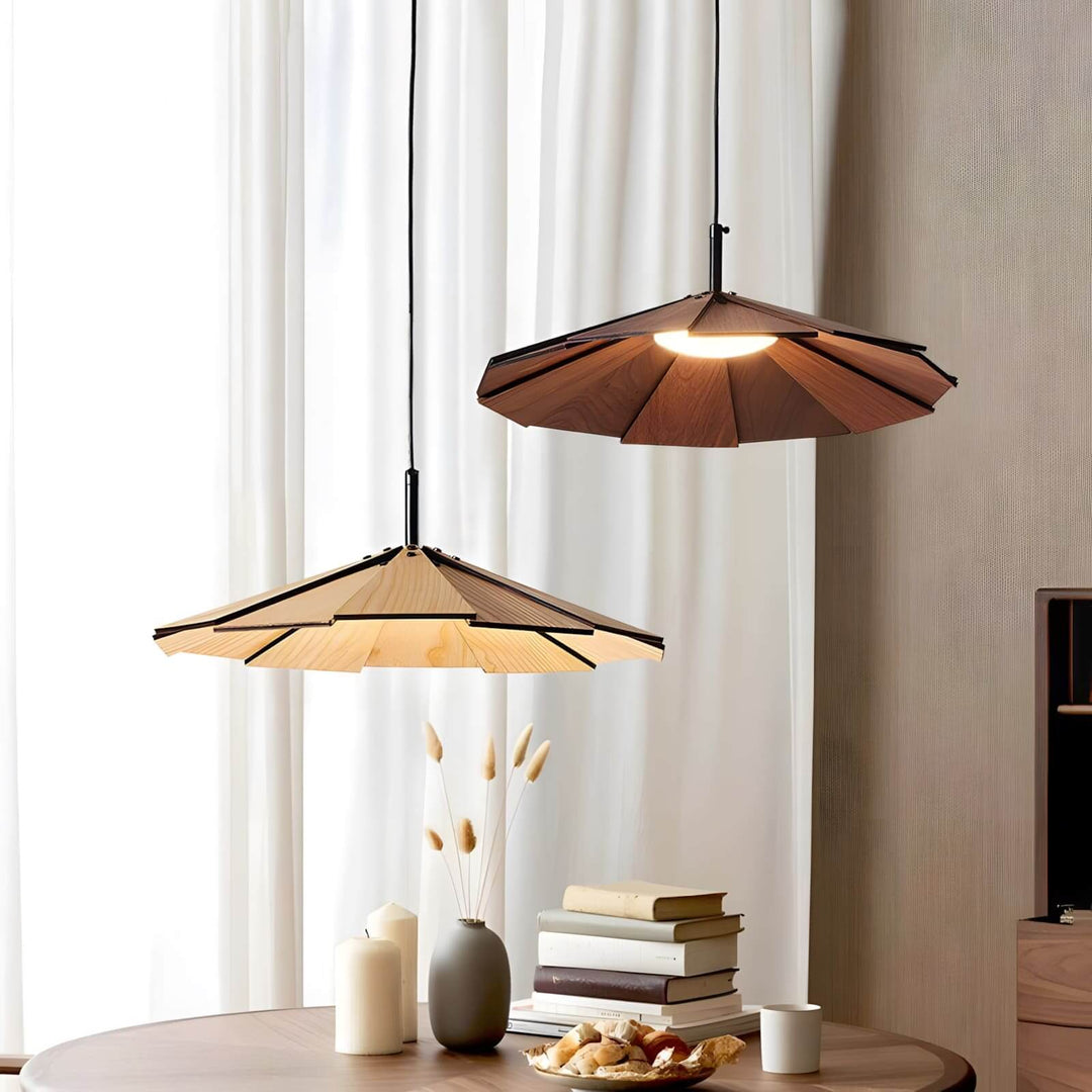 Fleura Pendant Light - Mid Century Wood Dining Room Fixture