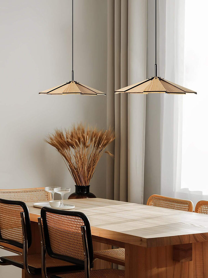 Fleura Pendant Light - Mid Century Wood Dining Room Fixture