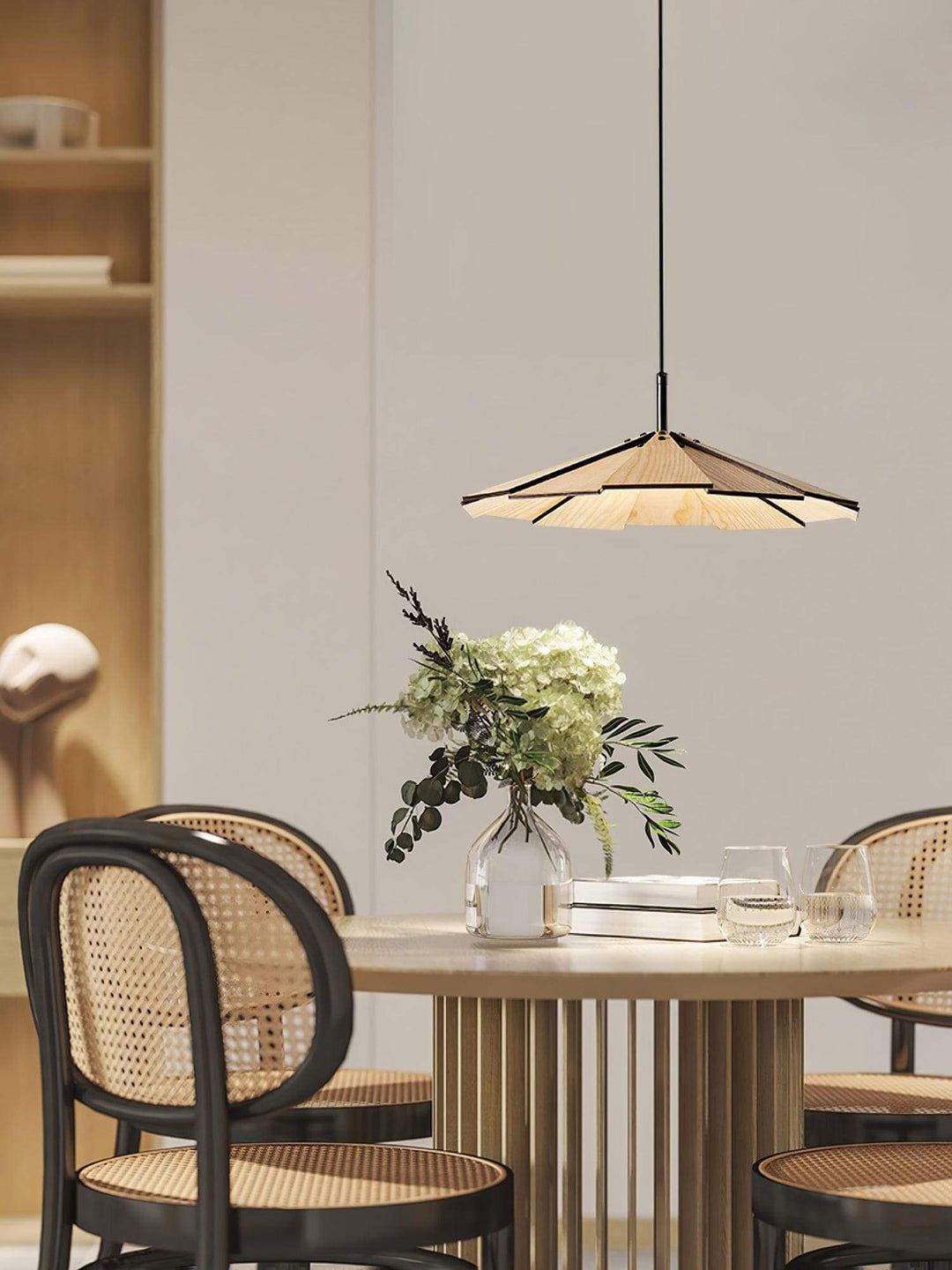 Fleura Pendant Light - Mid Century Wood Dining Room Fixture