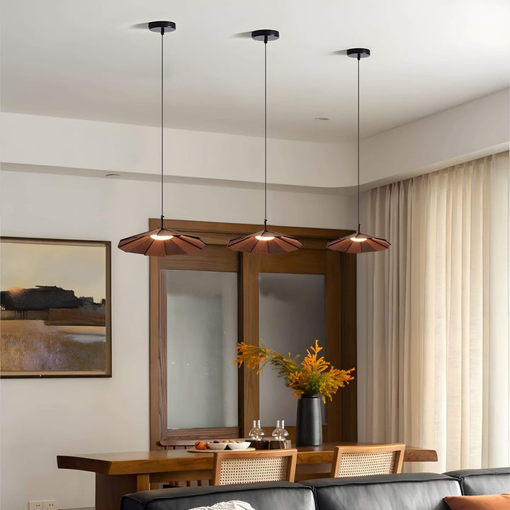 Fleura Pendant Light - Mid Century Wood Dining Room Fixture