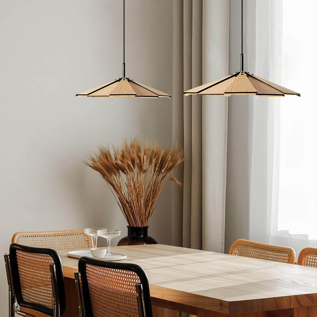 Fleura Pendant Light - Mid Century Wood Dining Room Fixture