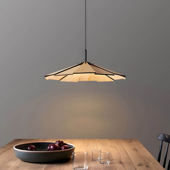 Fleura Pendant Light - Mid Century Wood Dining Room Fixture