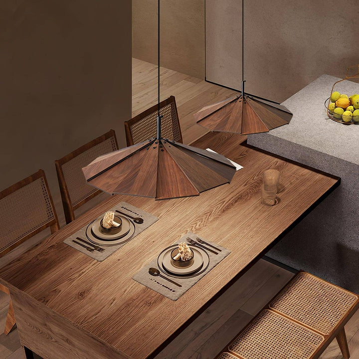 Fleura Pendant Light - Mid Century Wood Dining Room Fixture