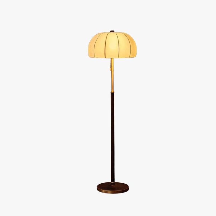 Gorra Floor Lamp: mid-century style wood floor light with a slim design, perfect for farmhouse decor, 17.7" dia x 61" h.