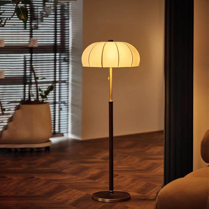 Gorra Floor Lamp in mid-century design, a stylish wood floor light for farmhouse interiors, perfect skinny floor lamp.