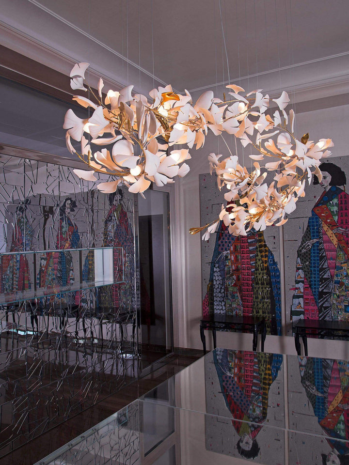 Gingko Chandelier Style J β Handcrafted Porcelain Light Fixture | Vinlighting | Vinlighting