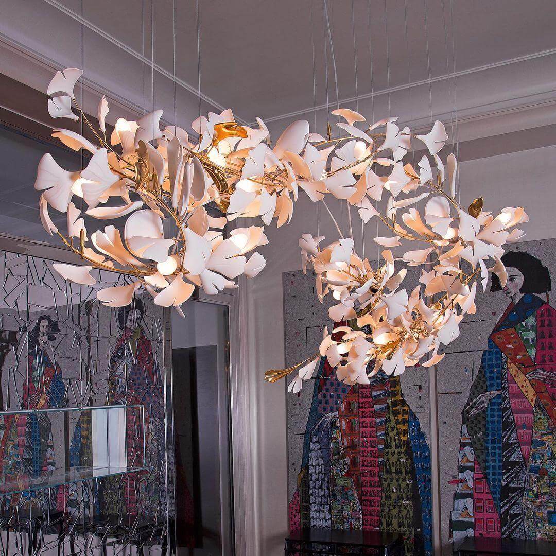 Gingko Chandelier Style J β Handcrafted Porcelain Light Fixture | Vinlighting | Vinlighting