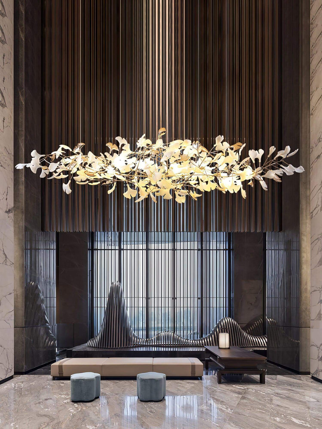 Gingko Chandelier Style K β Handcrafted Porcelain Light Fixture | Vinlighting | Vinlighting