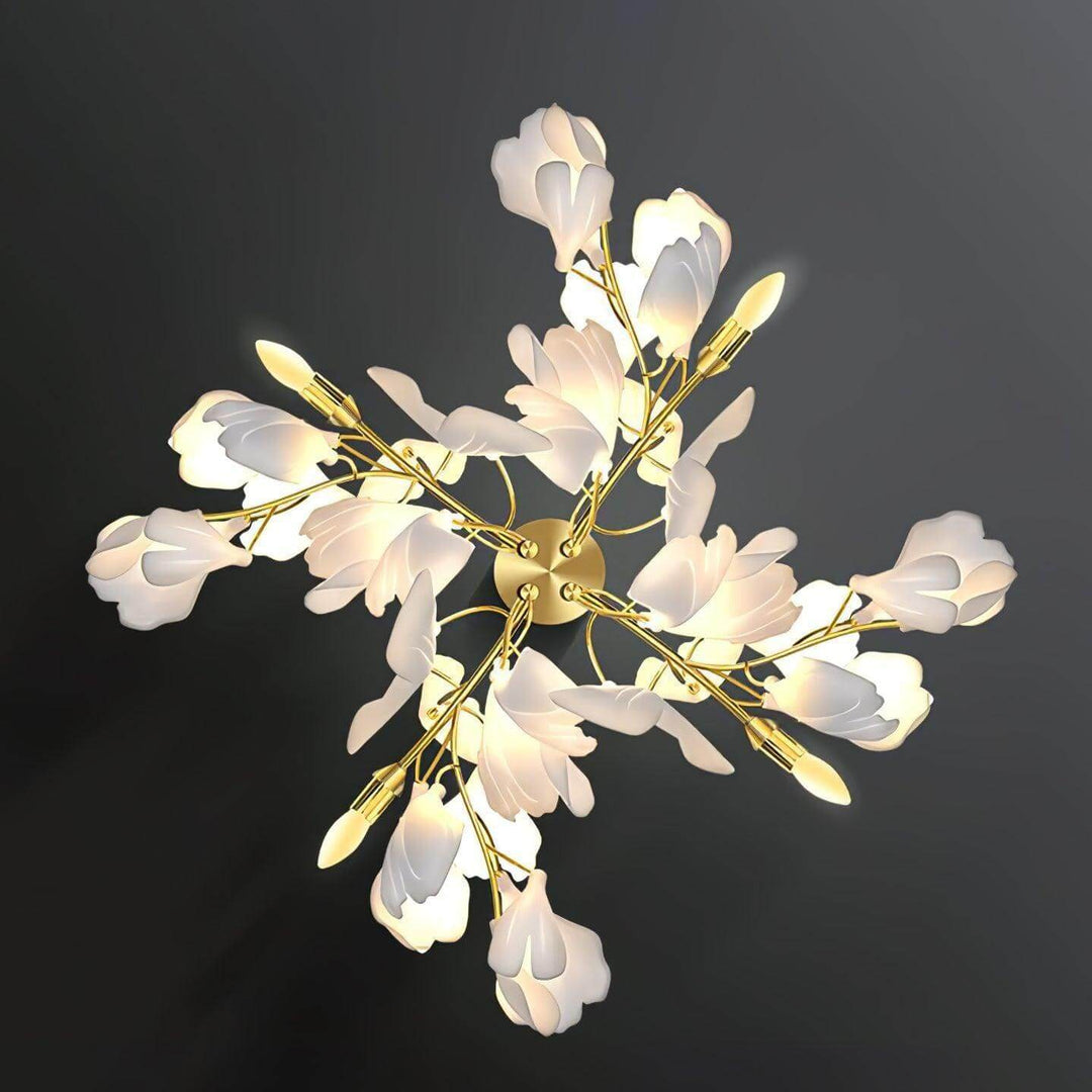 Stunning Gingko flowers ceramic wall sconce, elegantly designed for modern art deco living room decor.
