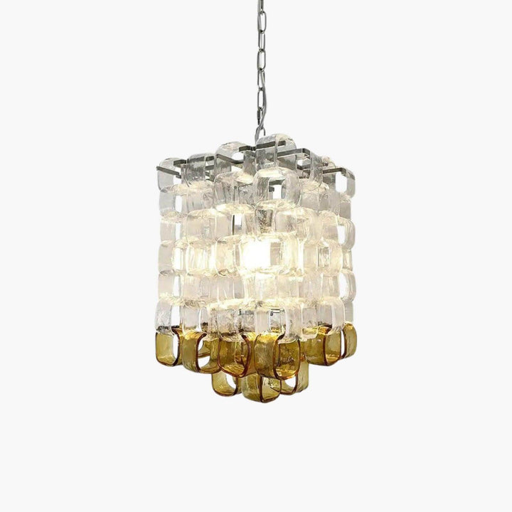 Glass Ice Cube Chandelier – Vintage Amber & Clear Glass Lighting | Vinlighting | Vinlighting