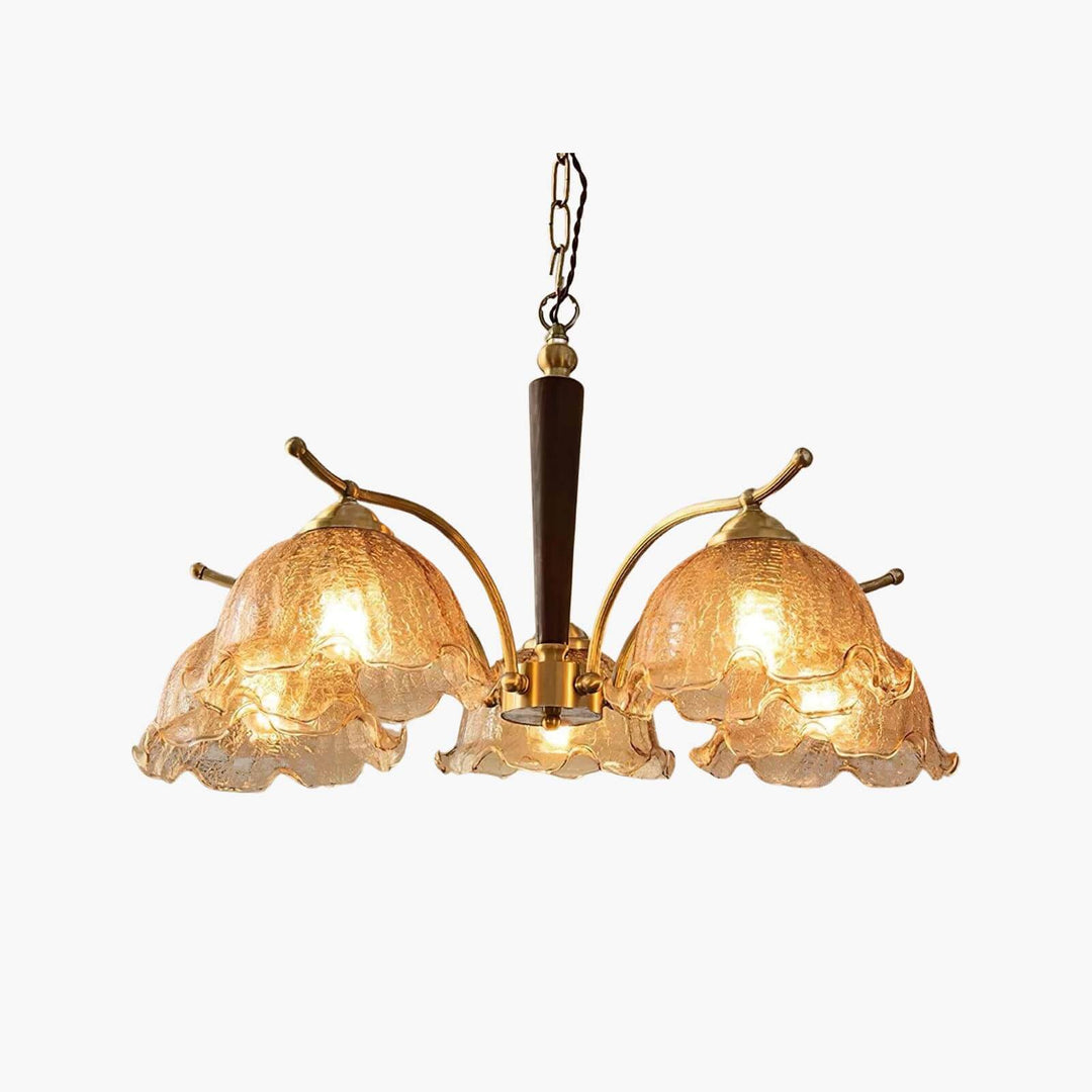 Glavon Chandelier - Contemporary Glass Metal Wood Light