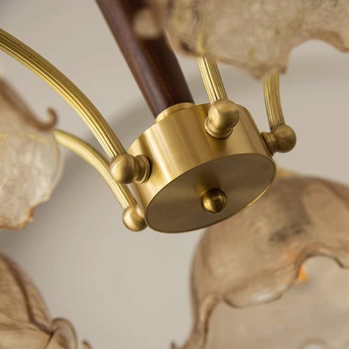 Glavon Chandelier - Contemporary Glass Metal Wood Light