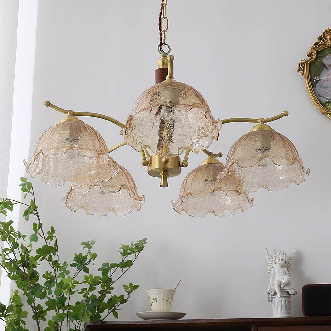 Glavon Chandelier - Contemporary Glass Metal Wood Light