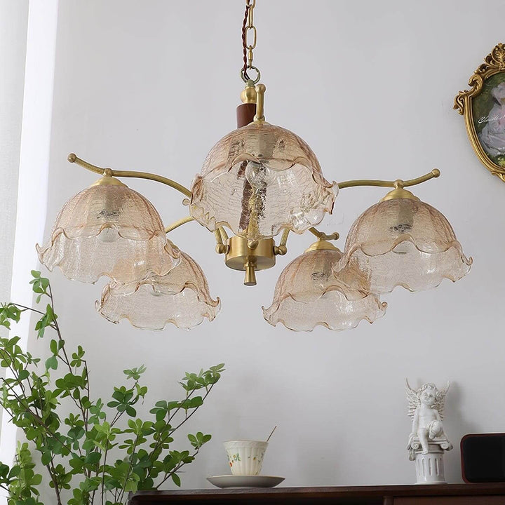 Glavon Chandelier - Contemporary Glass Metal Wood Light