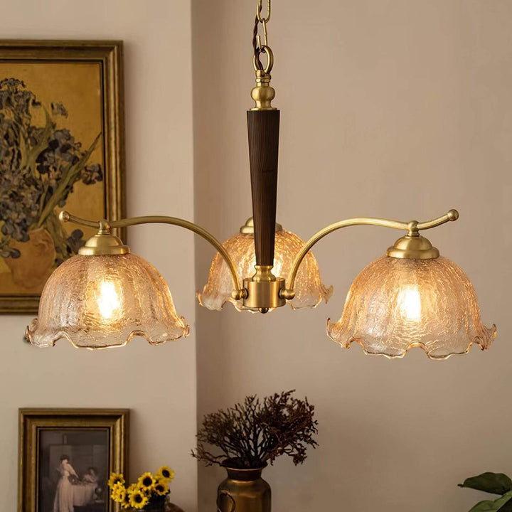 Glavon Chandelier - Contemporary Glass Metal Wood Light