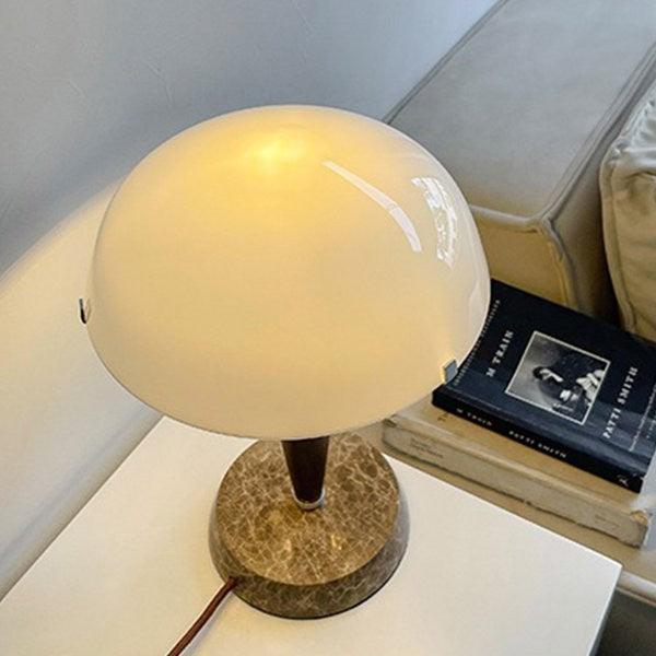 Herman Table Lamp: modern marble table lamp with dome shade, perfect as a side lamp for a modern farmhouse decor.
