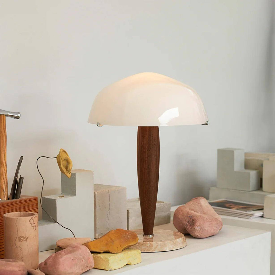 Herman Table Lamp featuring a marble base and modern design, ideal for side tables in a farmhouse setting.