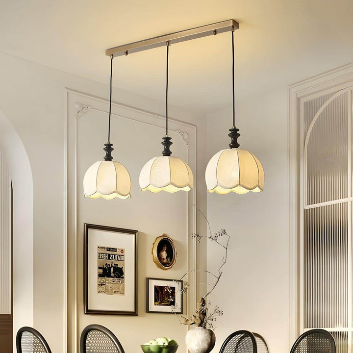 Ivory Bloom Pendant Light – Vintage Petal Design with Gold Accents | Vinlighting | Vinlighting