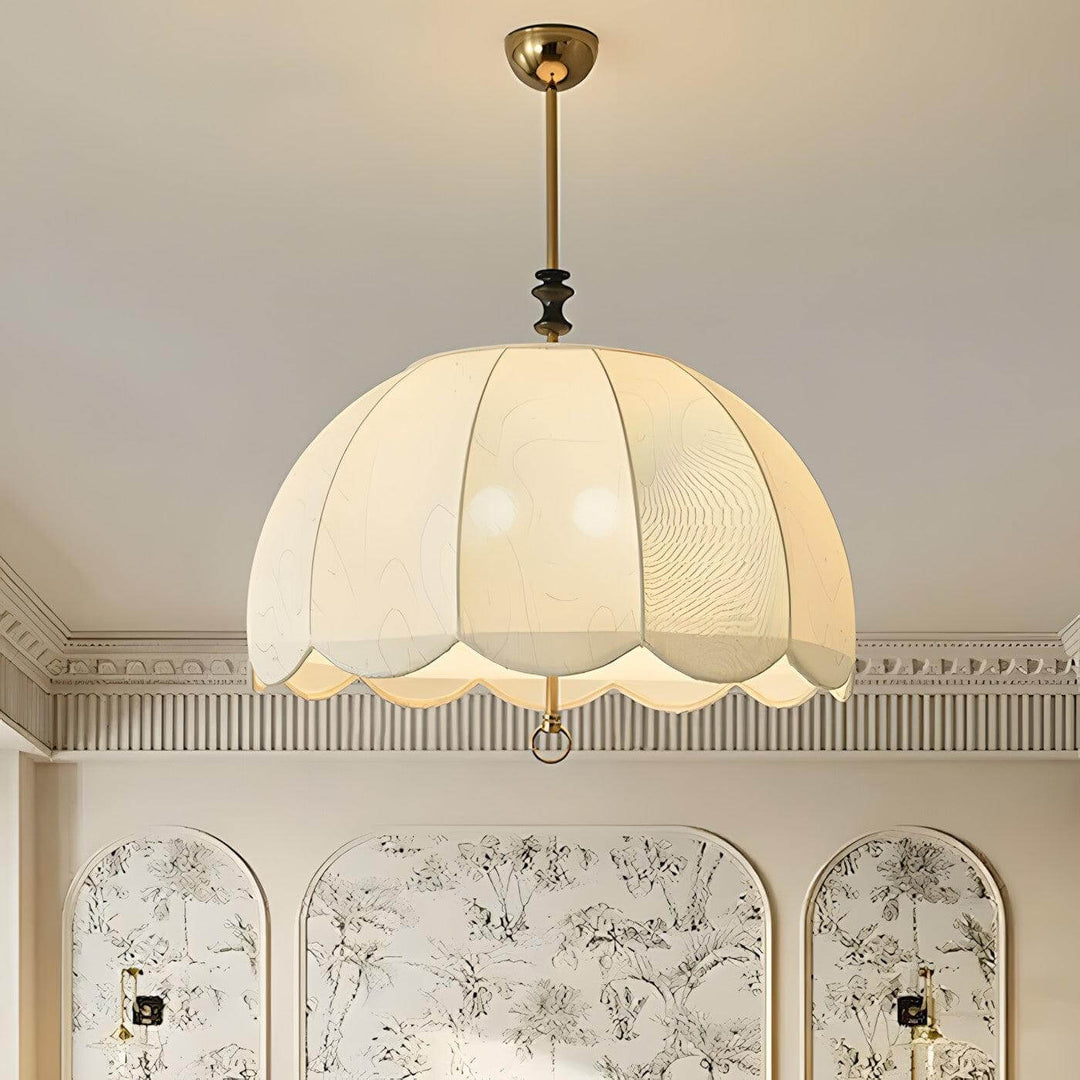 Ivory Bloom Pendant Light – Vintage Petal Design with Gold Accents | Vinlighting | Vinlighting