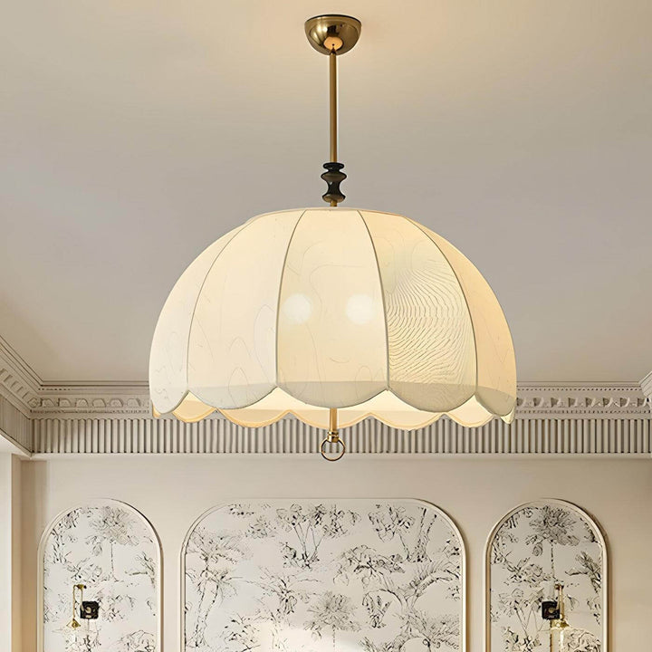 Ivory Bloom Pendant Light – Vintage Petal Design with Gold Accents | Vinlighting | Vinlighting