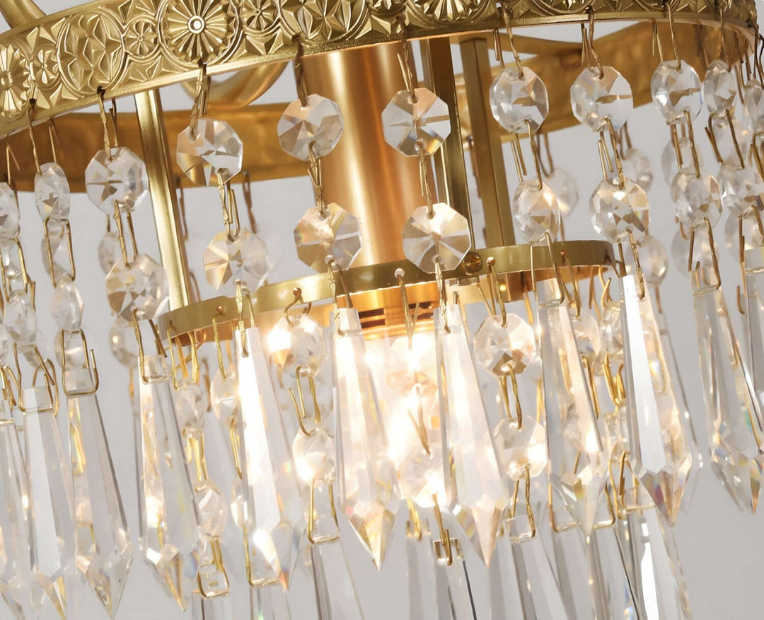 Jalsuma Chandelier – Elegant Crystal & Brass Lighting for Dining Tables