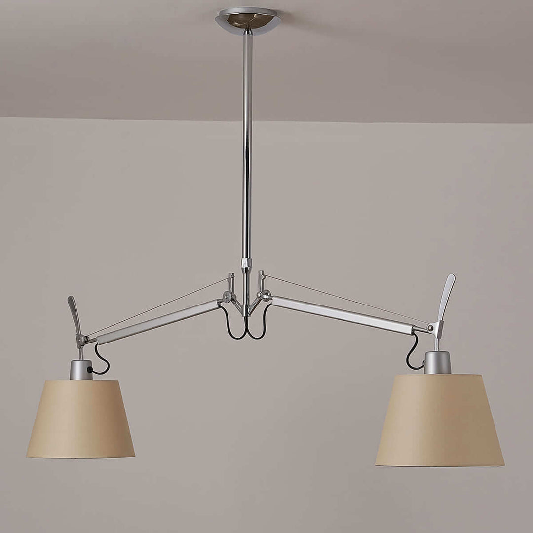 Kastel Chandelier - Modern Double-Head Swing Arm Parchment Lamp