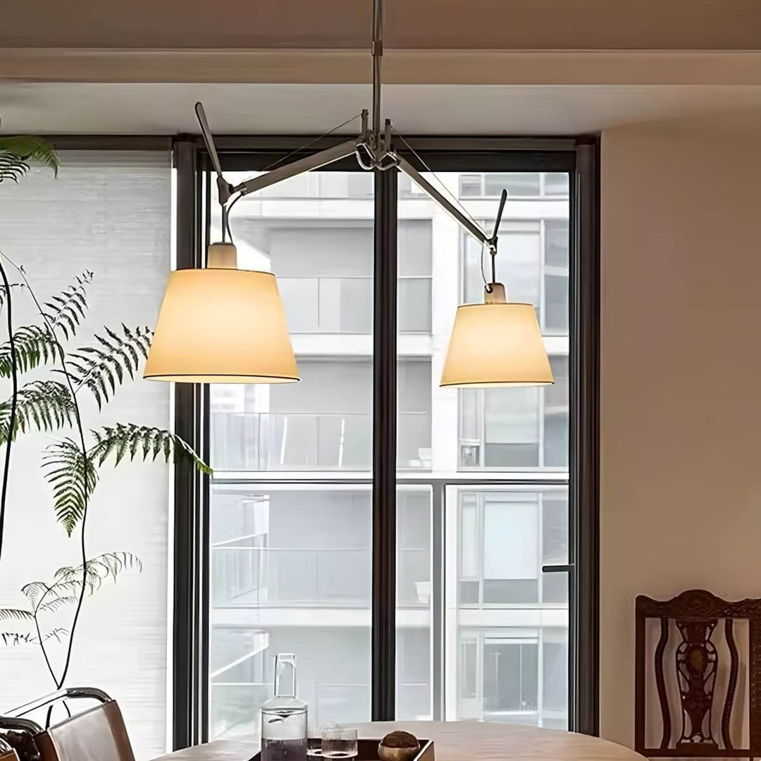 Kastel Chandelier - Modern Double-Head Swing Arm Parchment Lamp