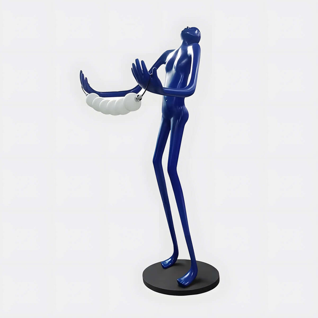 Sculptural blue art deco floor lamp, perfect for living room lighting decor.
