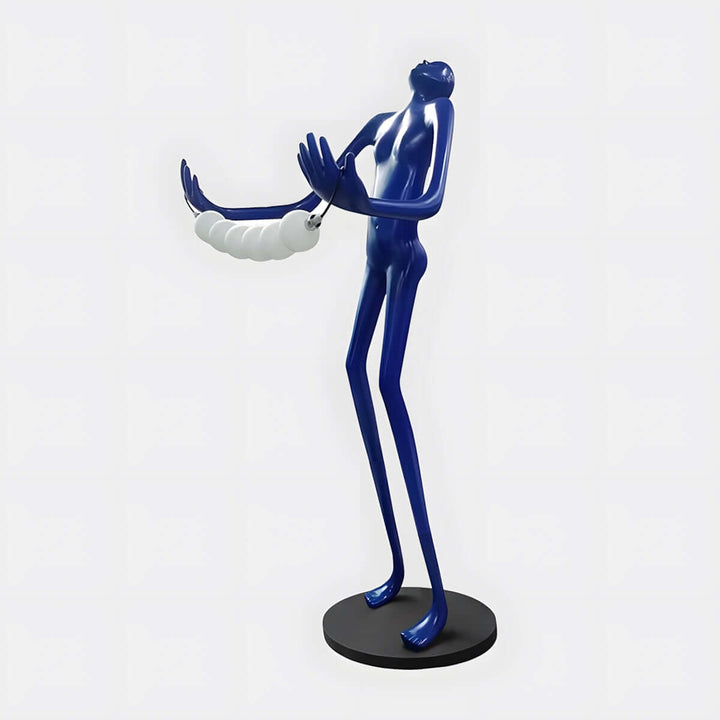 Sculptural blue art deco floor lamp, perfect for living room lighting decor.