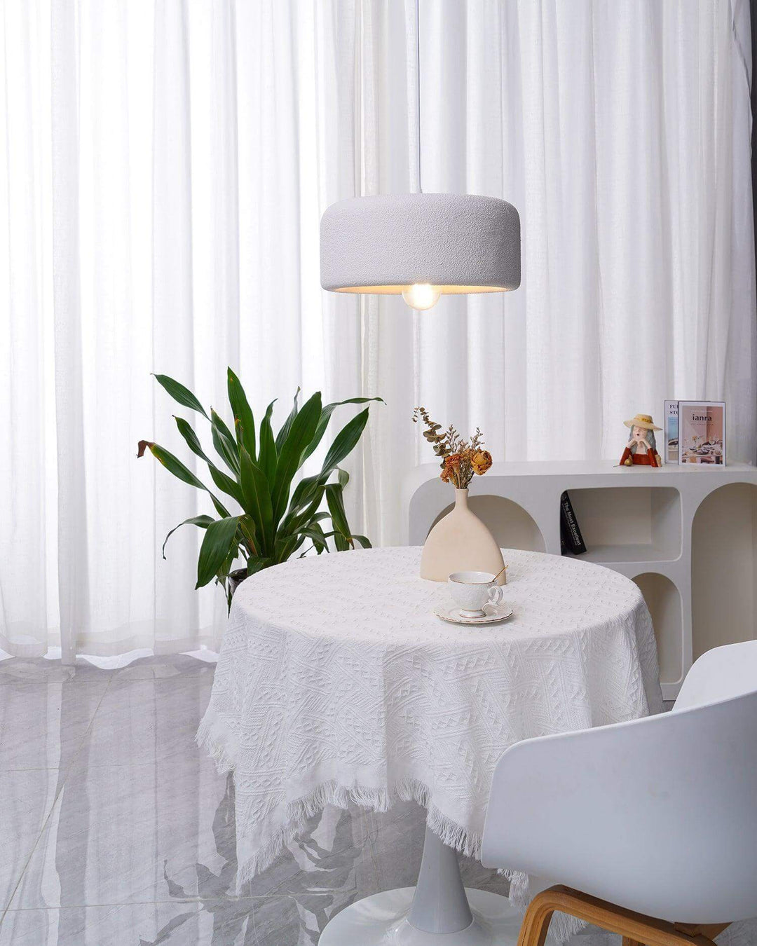 Large Rustic Resin Pendant Light - Round Hanging Lamp for Dining Room | Vinlighting | Vinlighting