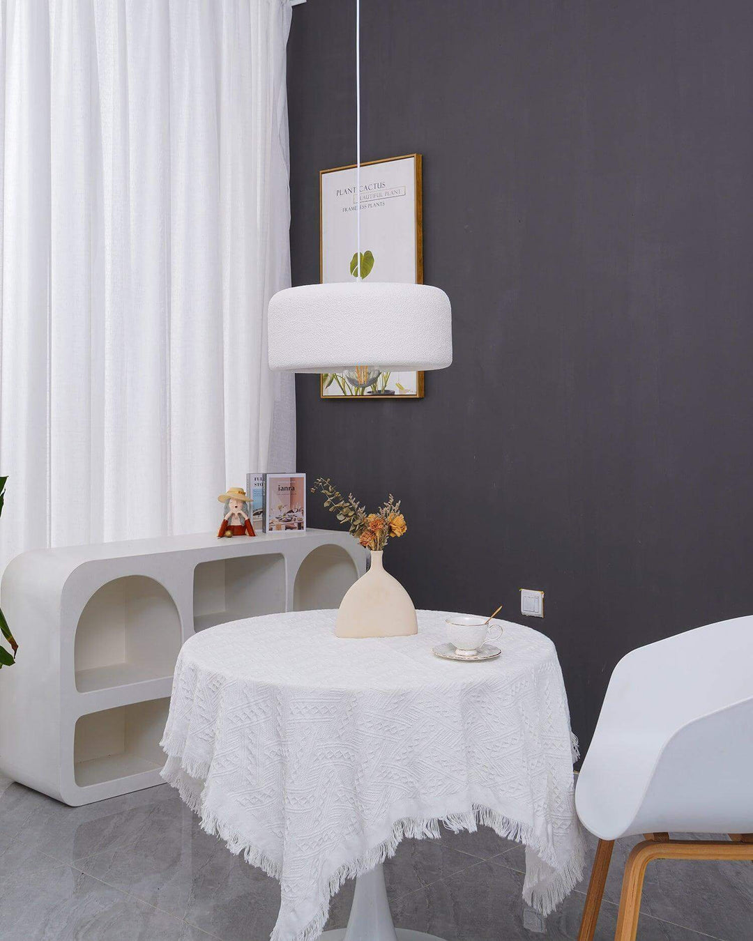 Large Rustic Resin Pendant Light - Round Hanging Lamp for Dining Room | Vinlighting | Vinlighting