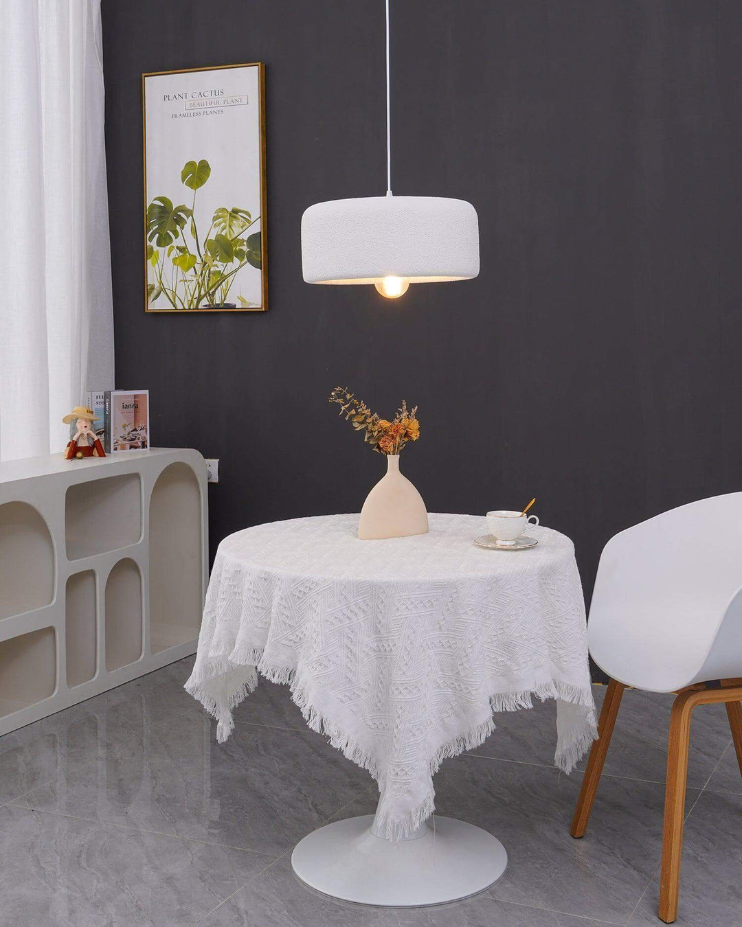 Large Rustic Resin Pendant Light - Round Hanging Lamp for Dining Room | Vinlighting | Vinlighting